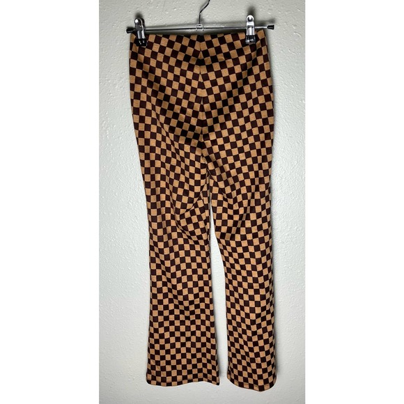 Juniors Love on a Hanger Checkered Flare Stretch Pants Size 1 - Picture 2 of 4